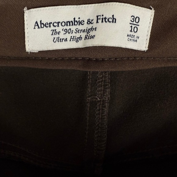 ABERCROMBIE & FITCH 90s Straight High Rise Vegan Leather Brown Pants Size 10/30 - Picture 10 of 12